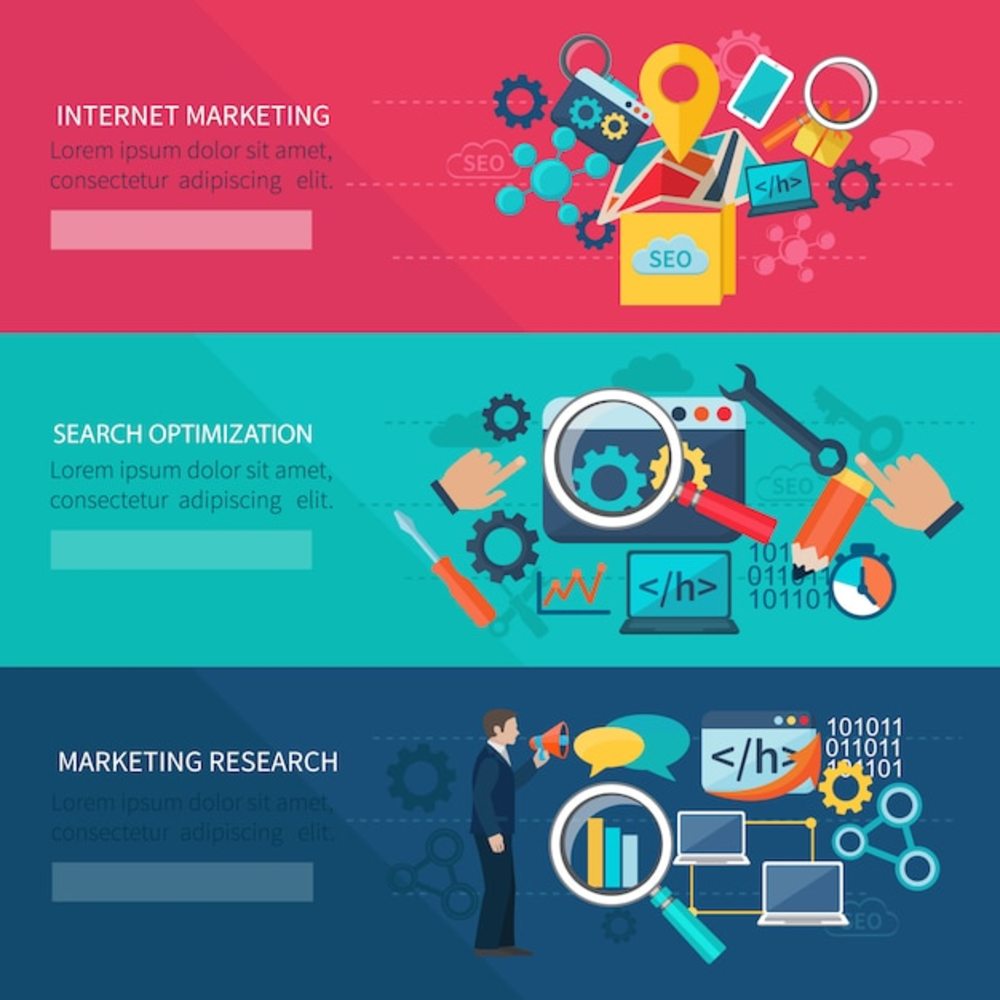 SEO营销横幅集与互联网搜索优化元素 助力网络销售的利器